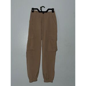 Shein XL Mens Tan Beige Cargo Pants High Waist Drawstring Joggers Size MINT